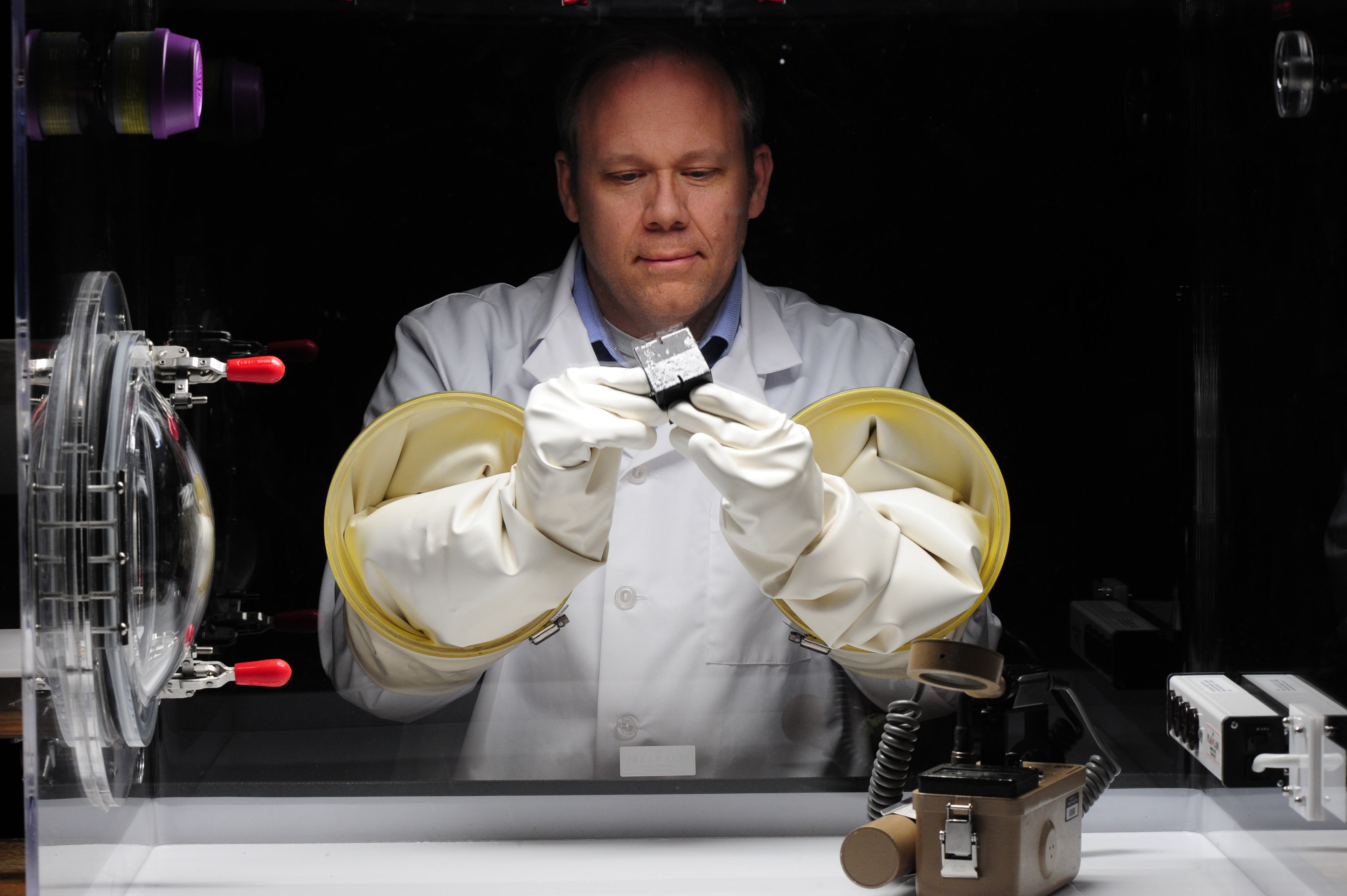 Tim inspecting Heisenberg Cube
